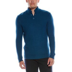 Autumn Cashmere Mens Cashmere-Blend Button Pullover, Blue